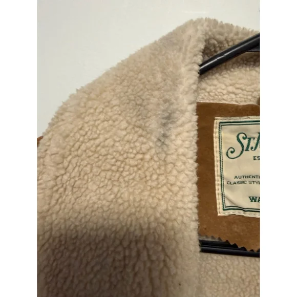 St Johns Bay Coat Women’s L Washable Suede Sherpa Lined Faux Shearling Vintage - Picture 13 of 16